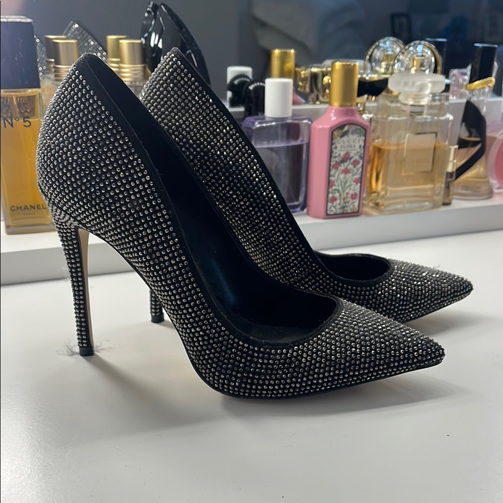 Aldo Black Rhinestone Stiletto Heels